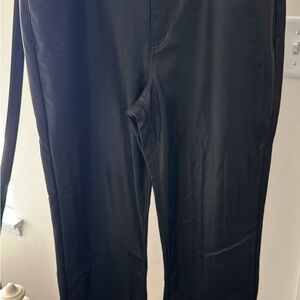 LOFT Women's Black Straight Leg leather Pants
